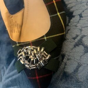 Charter Club Black Plaid Flats with Embellishments